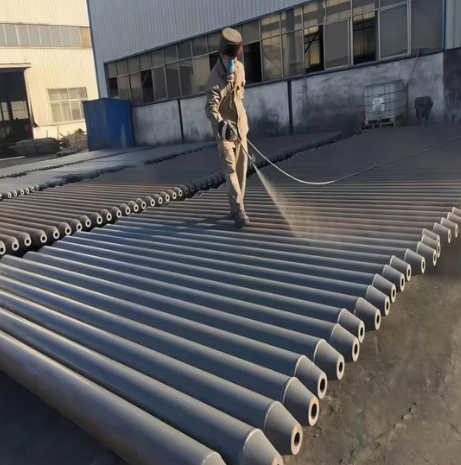 Painting Process of Steel Space Grid and Space Frame Material Rods Spray Painting