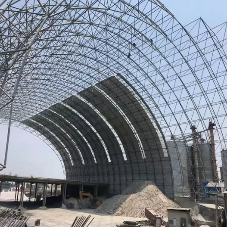 Steel Truss Steel Space Frame Structure Space Frame for Steel Space Grid Industrial 90-Meter Span Coal Yard Project